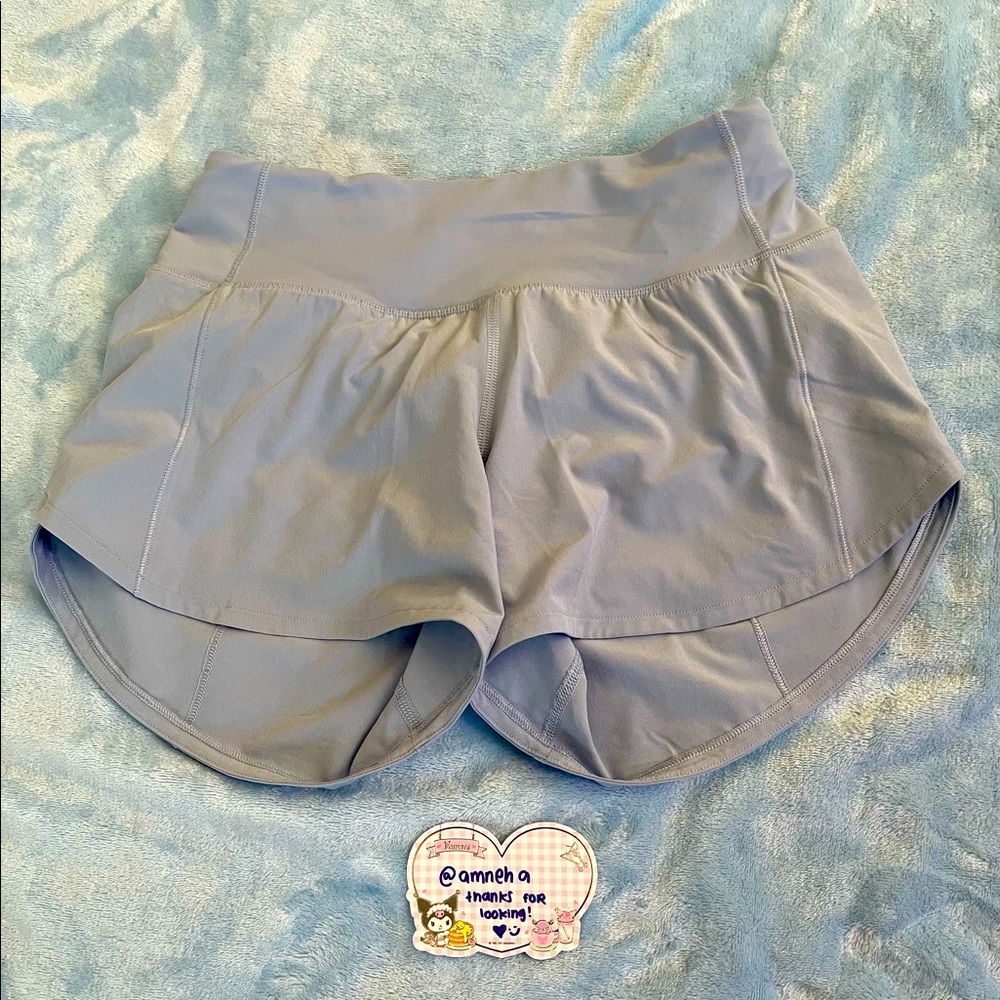 Lululemon Blue linen mid rise 4” speed up short size 2 tall excellent condition
